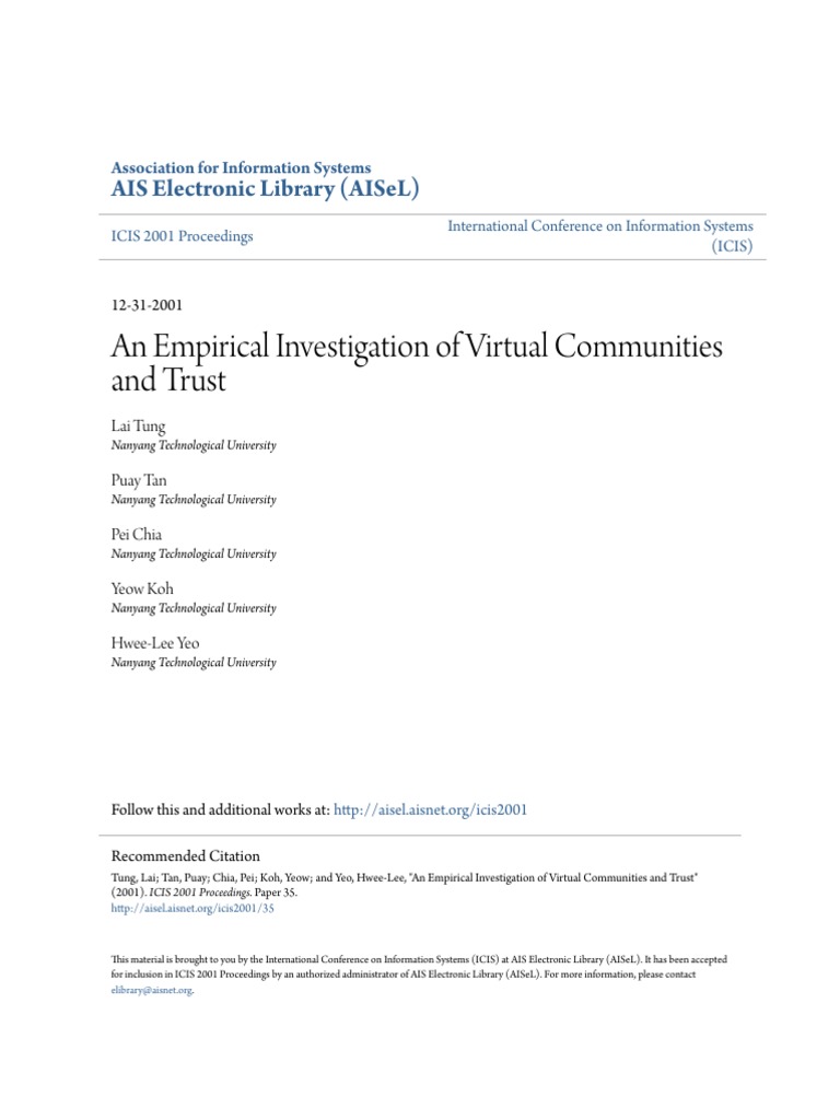 Trust Building in Virtual Communities | PDF | Trust (Emotion) | Venture ...