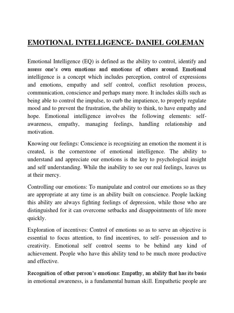 Understanding Emotional Intelligence | PDF | Empathy | Emotional ...