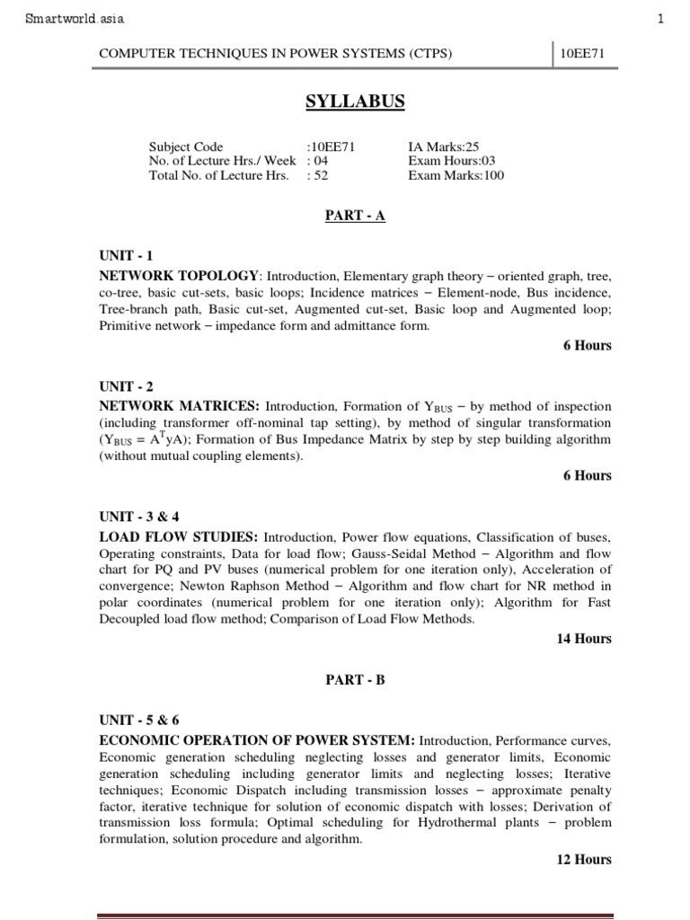 Eee-Vii-computer Techniques in Power System Analysis (10ee71 ...