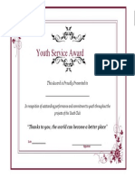 Youth Service Award: "Thanks To You, The World Can Become A Better Place"