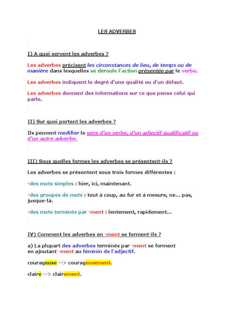 Comprendre les adverbes en français | PDF | Onomastique | Sémiotique