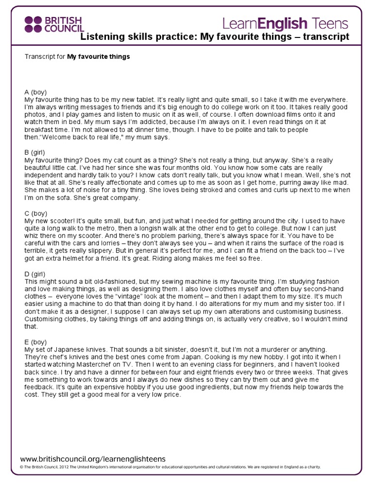My Favourite Things: Student Insights | PDF