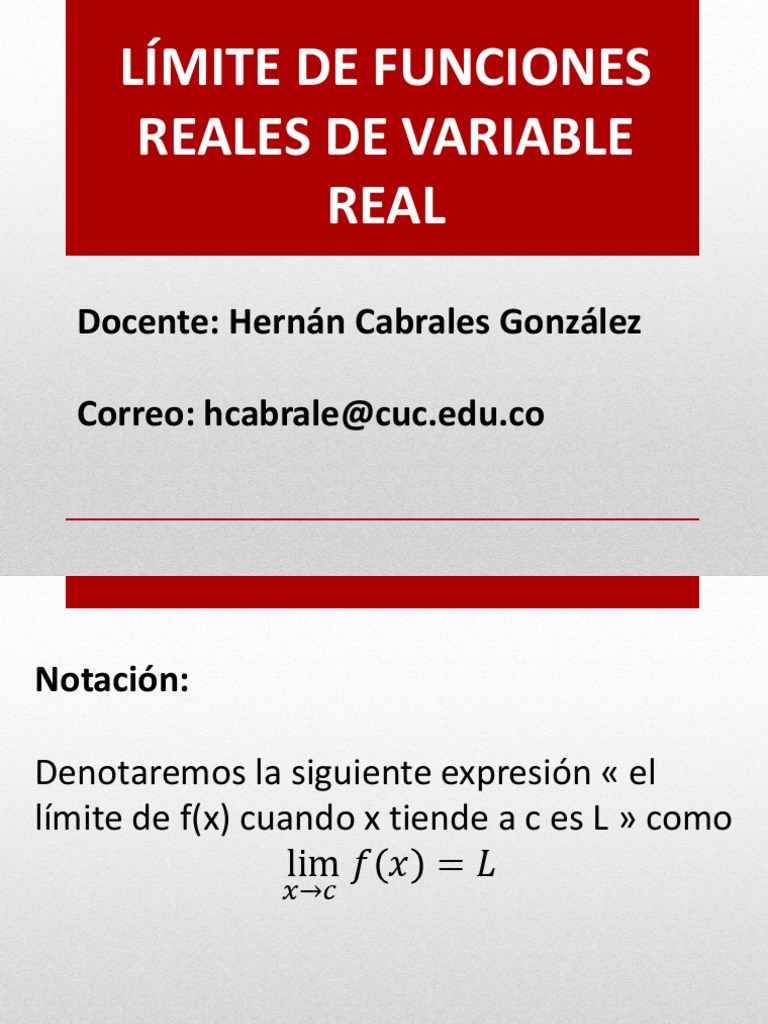 Límite de Funciones Reales de Variable Real | PDF | Función ...