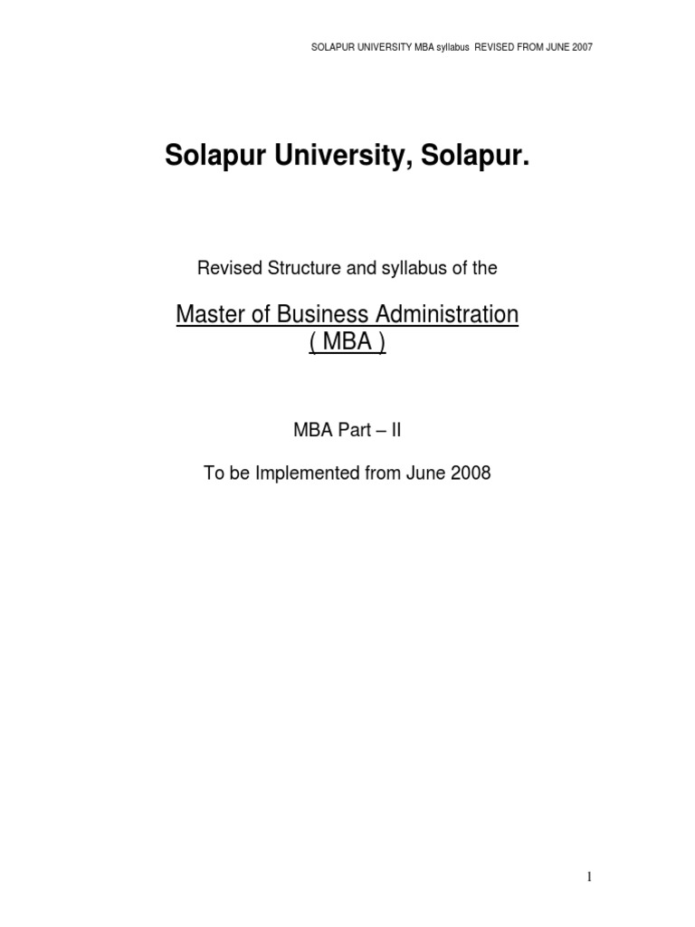 MBA II Syllabus - Solapur University | PDF | C (Programming Language ...