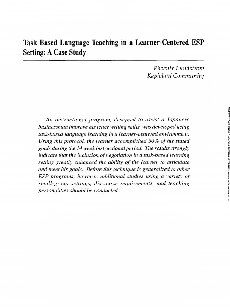 Task-Based ESP for Business English Skills | PDF | English As A Second ...