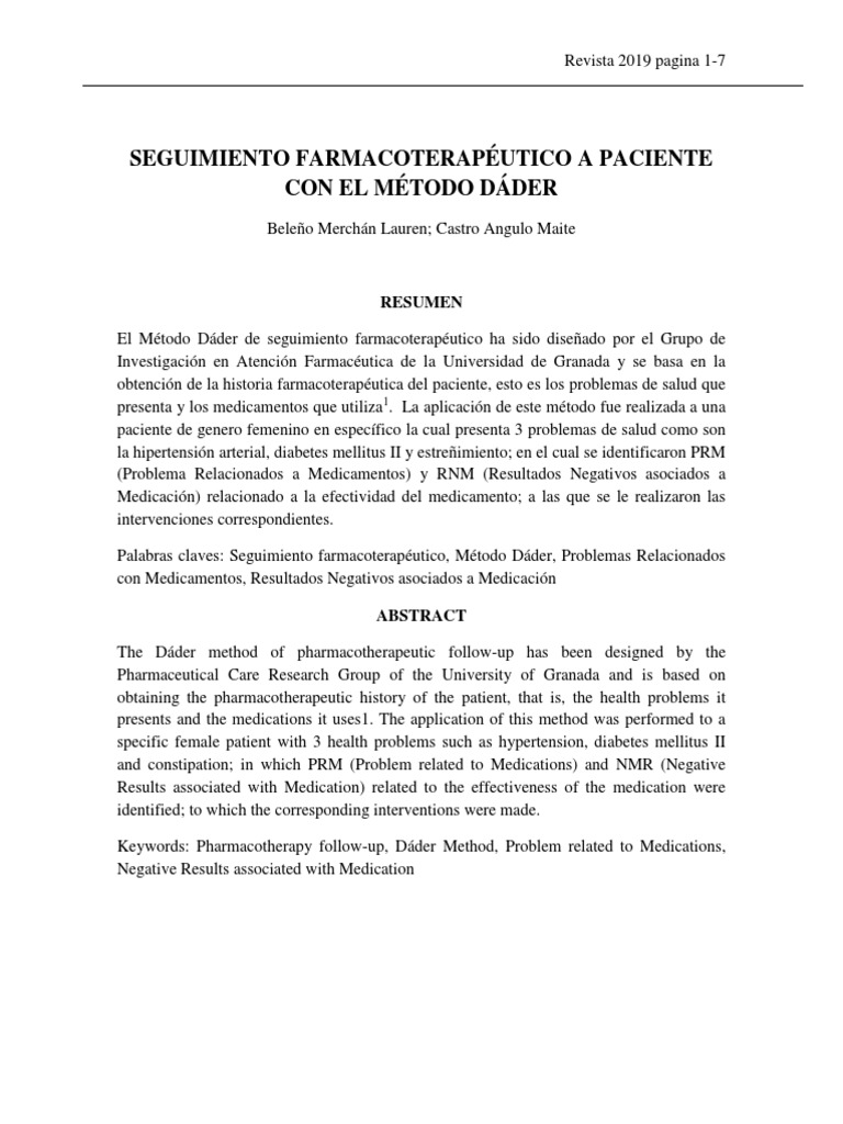 Seguimiento Farmacoterapeutico PDF Insulina Farmacia