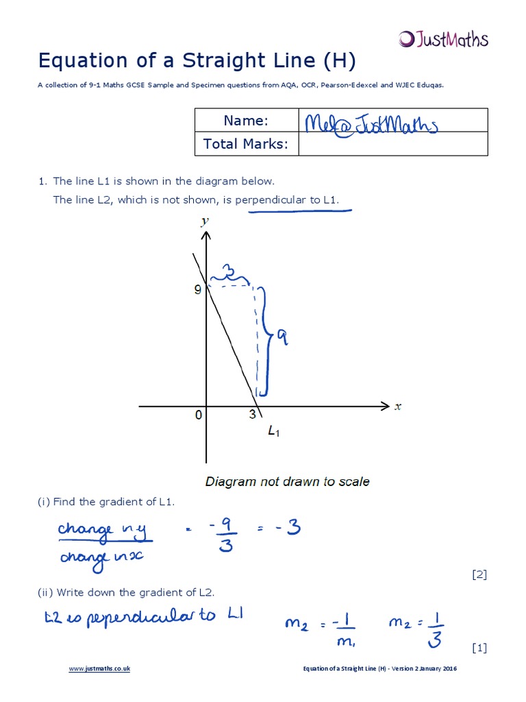 Straight Line Equations and Gradients | PDF | Line (Geometry) | Circle