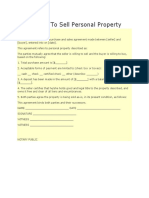 Agreement To Sell Personal Property