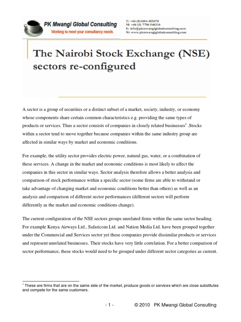 The Nairobi Stock Exchange (NSE) Sectors Reconfigured | PDF | Stock ...