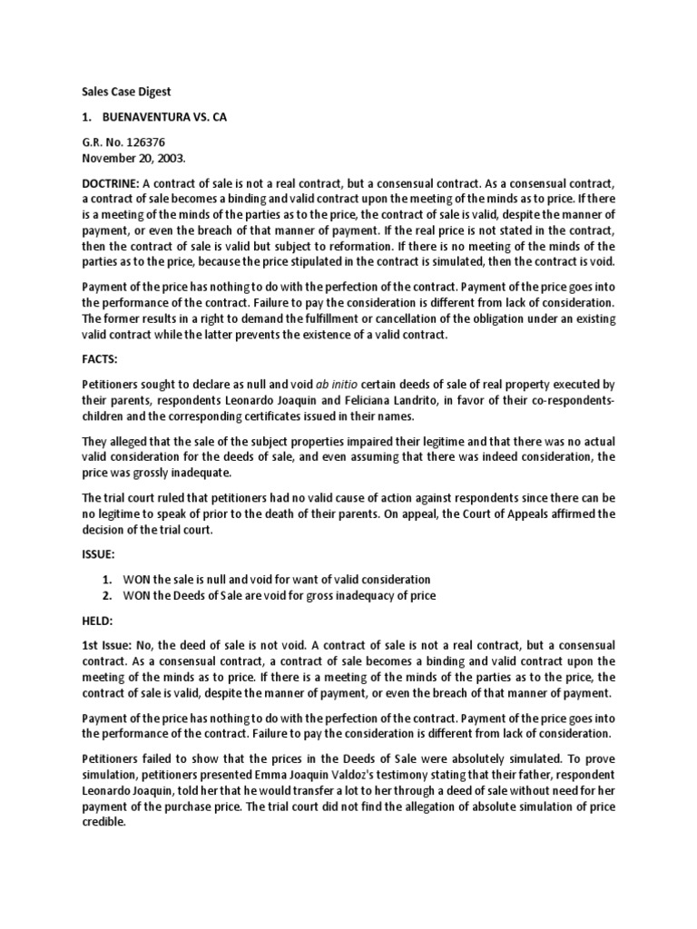 Sales Case Digest PDF Assignment (Law) Guarantee