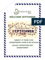 Welcome September: Subject: If There Is No Commitment There Is No Success Values: Patriotism and Commitment