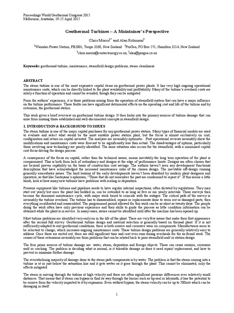 Geothermal Turbines - A Maintainer's Perspective | PDF | Turbine