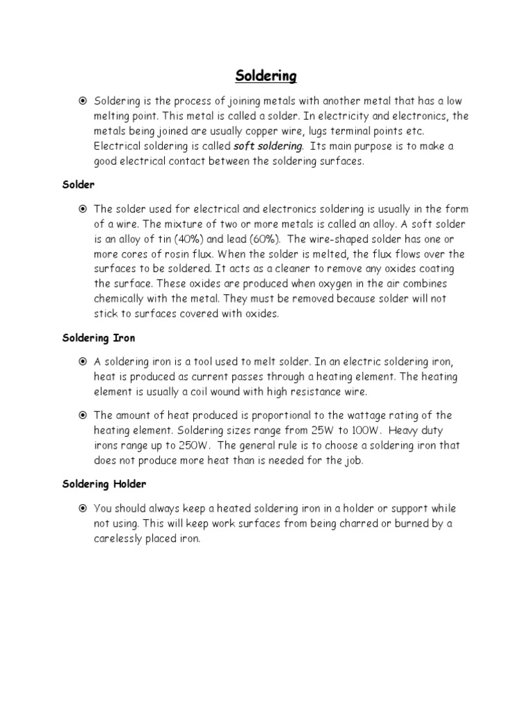 Soldering Basics: Tools and Techniques | PDF | Science & Mathematics ...