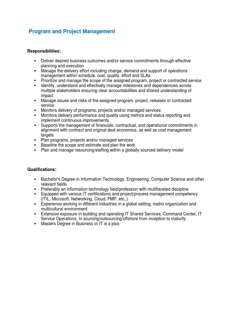 Program and Project Management | PDF