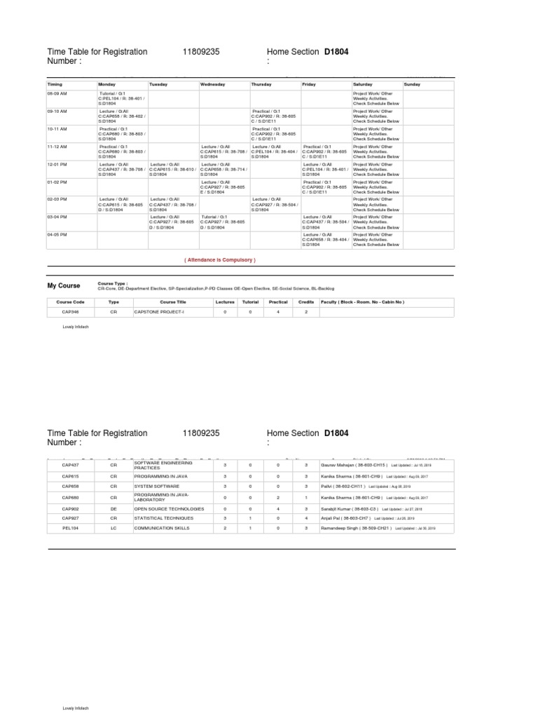 R Pt Timetable Student Pdf Lecture Computing