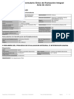 Formulario Único de Evaluación Integral: Acta de cierre para estudiante con diagnóstico de TDA