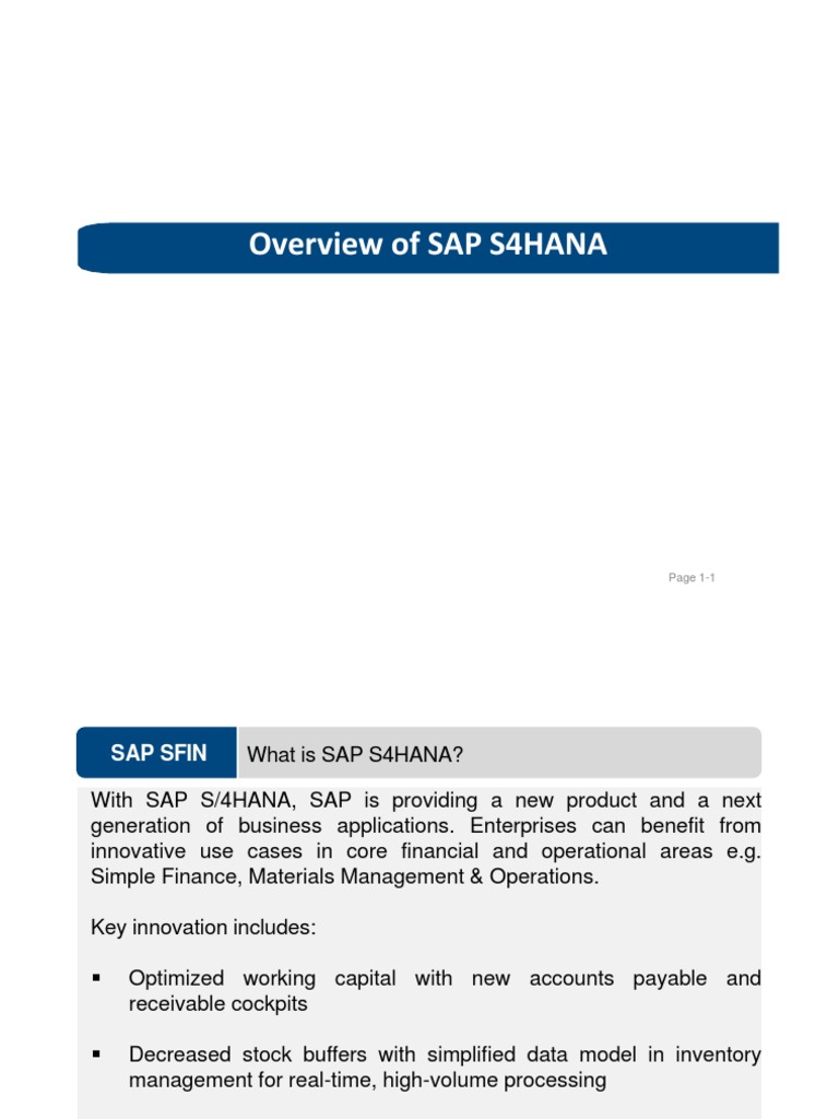 Overview of SAP S4HANA | PDF | Sap Se | Real Time Computing