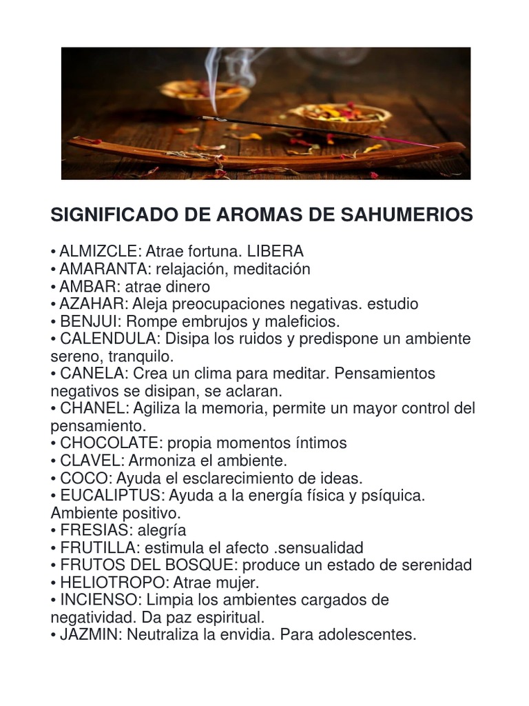Significado de Sahumerios y Aromas | PDF