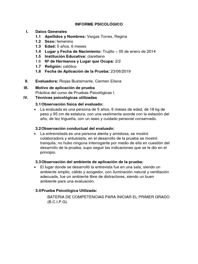Informe de Competencias para Primer Grado | PDF | Las emociones ...