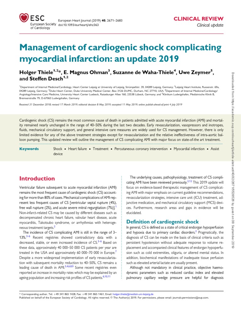 Shock Cardiogenico | PDF | Shock (Circulatory) | Percutaneous Coronary ...