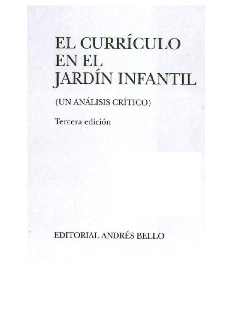 El Curriculum en El Jardin Infantil de MARIA VICTORIA PERALTA Plan de estudios Educación