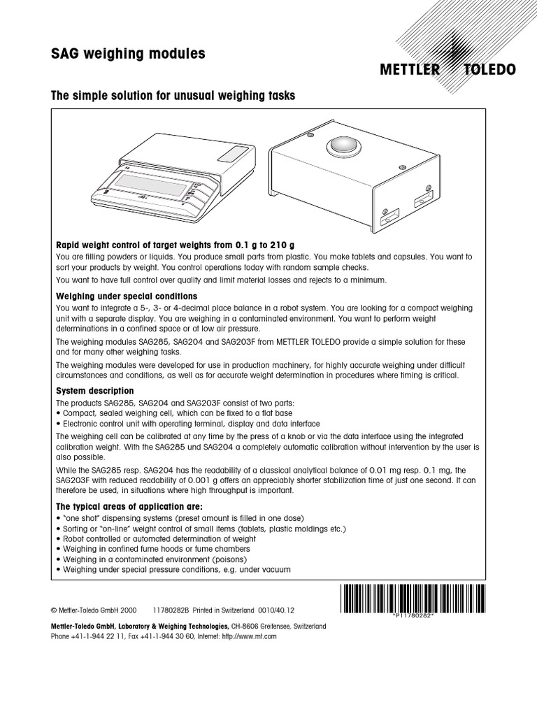 SAG Weighing Modules: The Simple Solution For Unusual Weighing Tasks ...