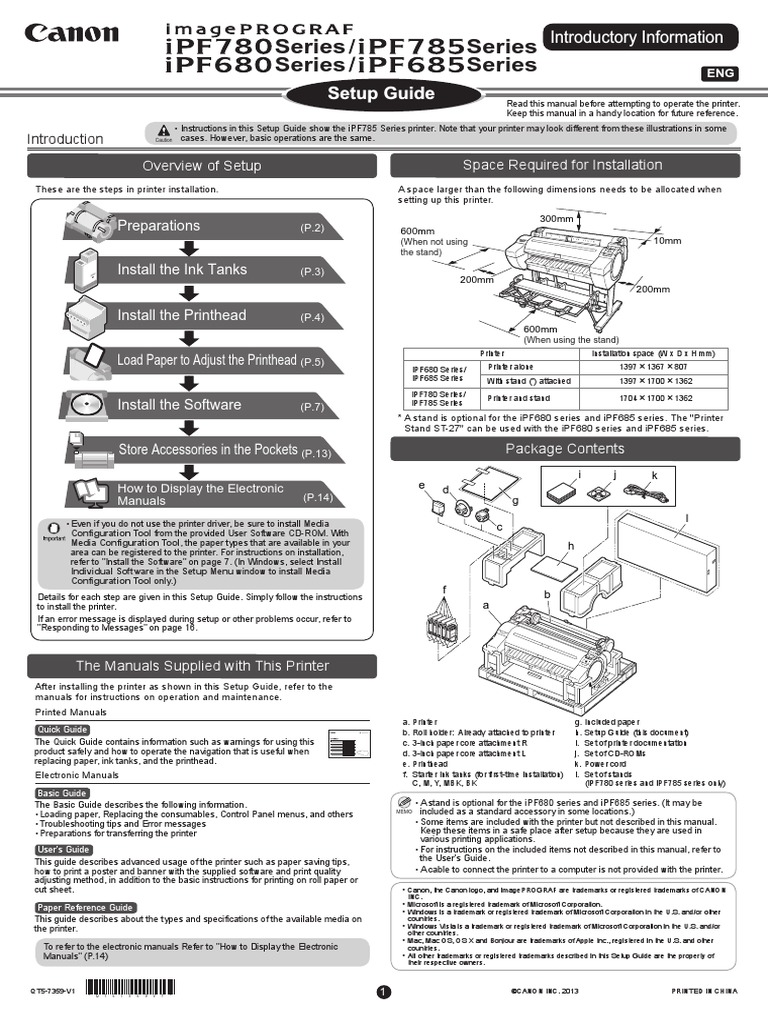 IPF680 IPF685 IPF780 IPF785 Setup Guide PDF Ip Address Microsoft