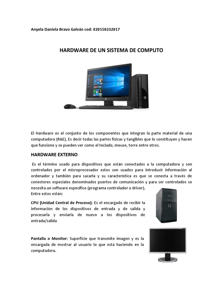 Componentes del Hardware de PC | PDF | Hardware de la computadora ...