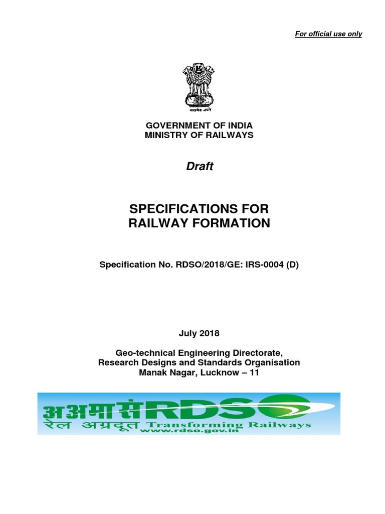 Railway Formation Specifications 2023 | PDF | Silt | Soil