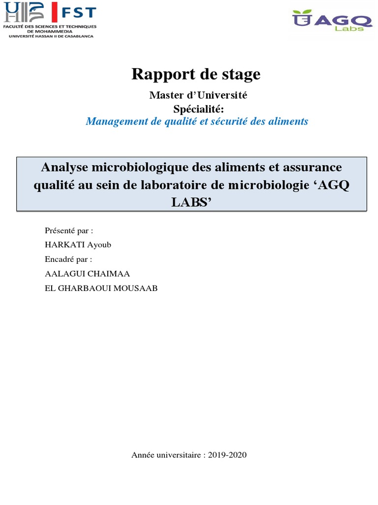Rapport De Stage Laboratoire De Recherche