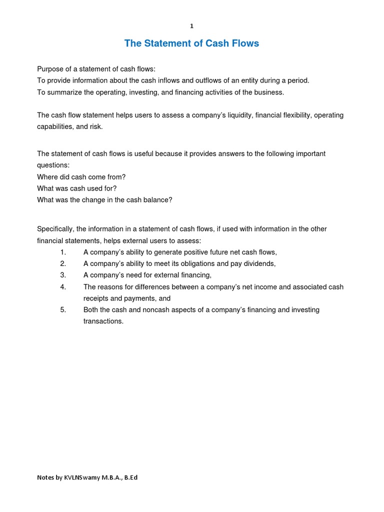Understanding Cash Flow Statements | PDF | Cash Flow Statement | Dividend