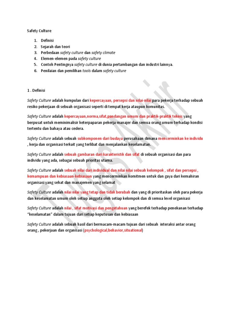 Safety Culture Resume PDF
