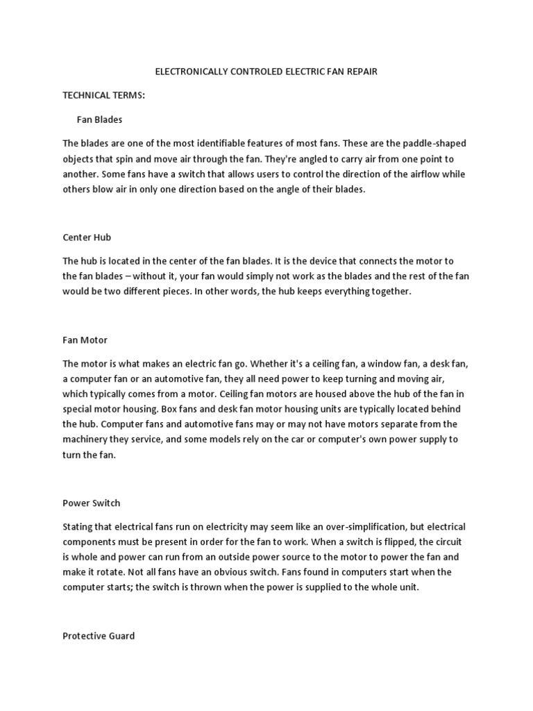 Electric Fan Repair Guide and Techniques | PDF | Electric Motor ...