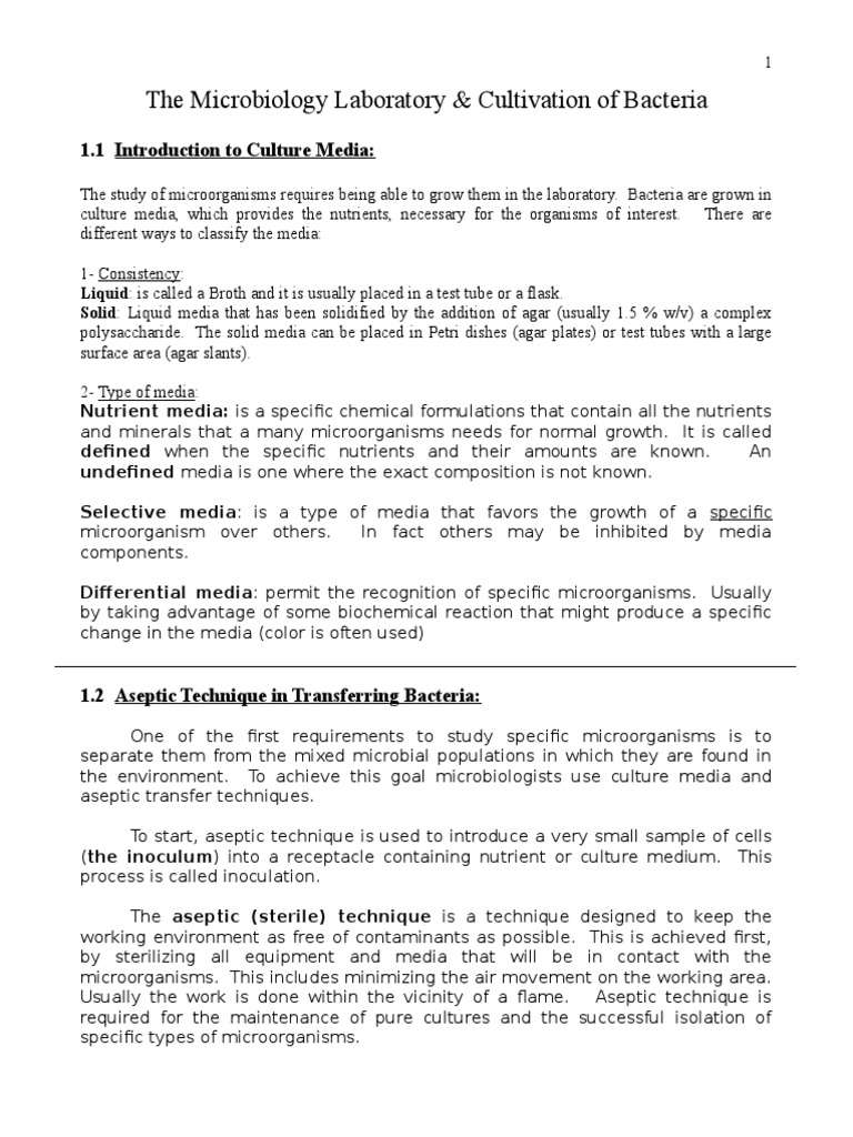 Cultivation of Bacteria 1 | PDF | Growth Medium | Microbiology