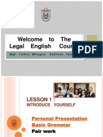 Welcome To The Legal English Course: Mgt. Yediramilagros Vallenastárraga
