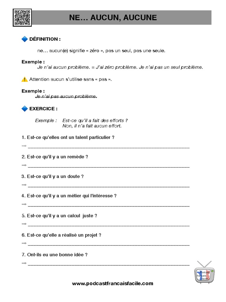 Définition et exercices sur 