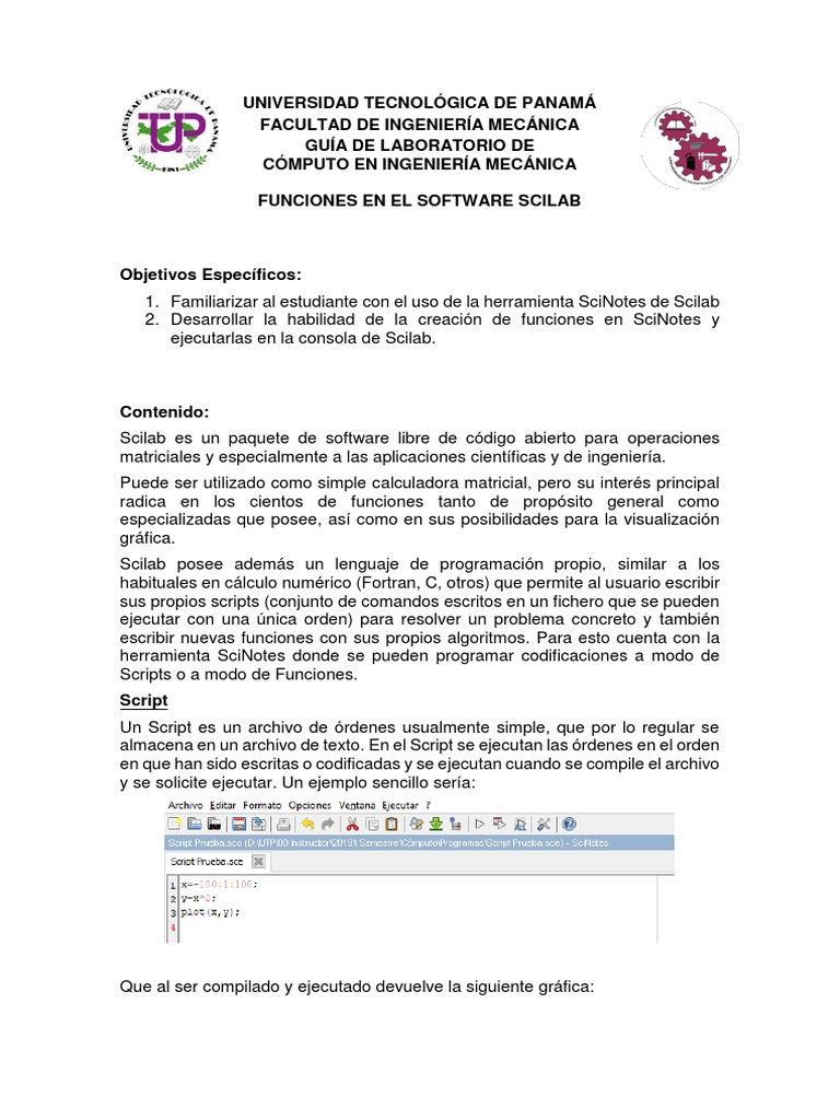 Laboratorio No 3 - Funciones de Scilab | PDF | Función (Matemáticas ...