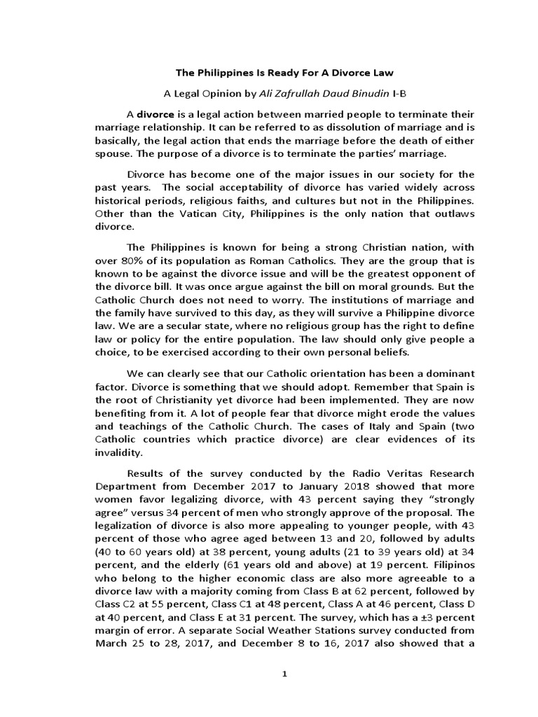 The Philippines Is Ready For A Divorce Law PDF Divorce Marriage
