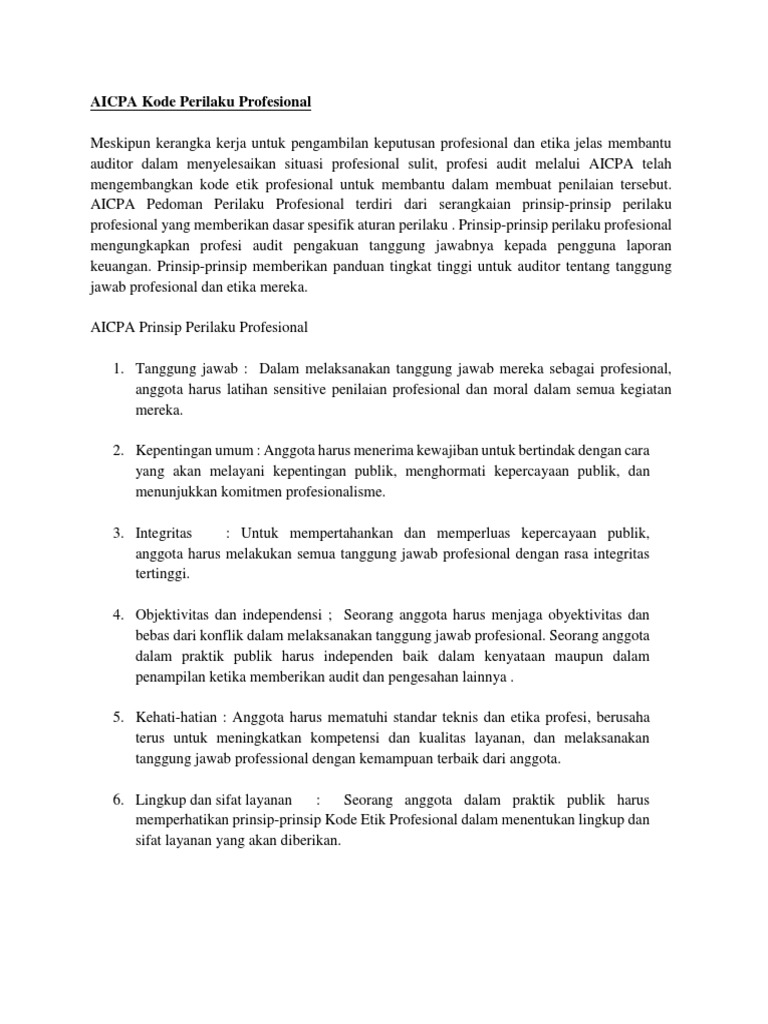 Kode Etik Profesional AICPA | PDF