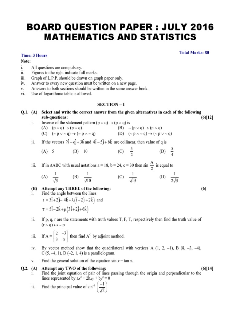 Class 10 Math Board Exam Paper | PDF | Pi | Sine