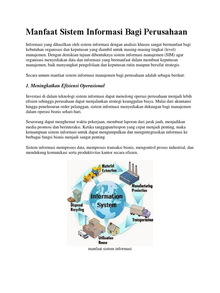 Manfaat Sistem Informasi untuk Perusahaan | PDF | Bisnis
