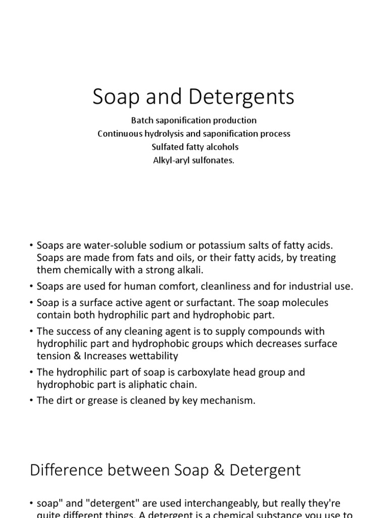 Soap and Detergents PDF Bleach Surfactant