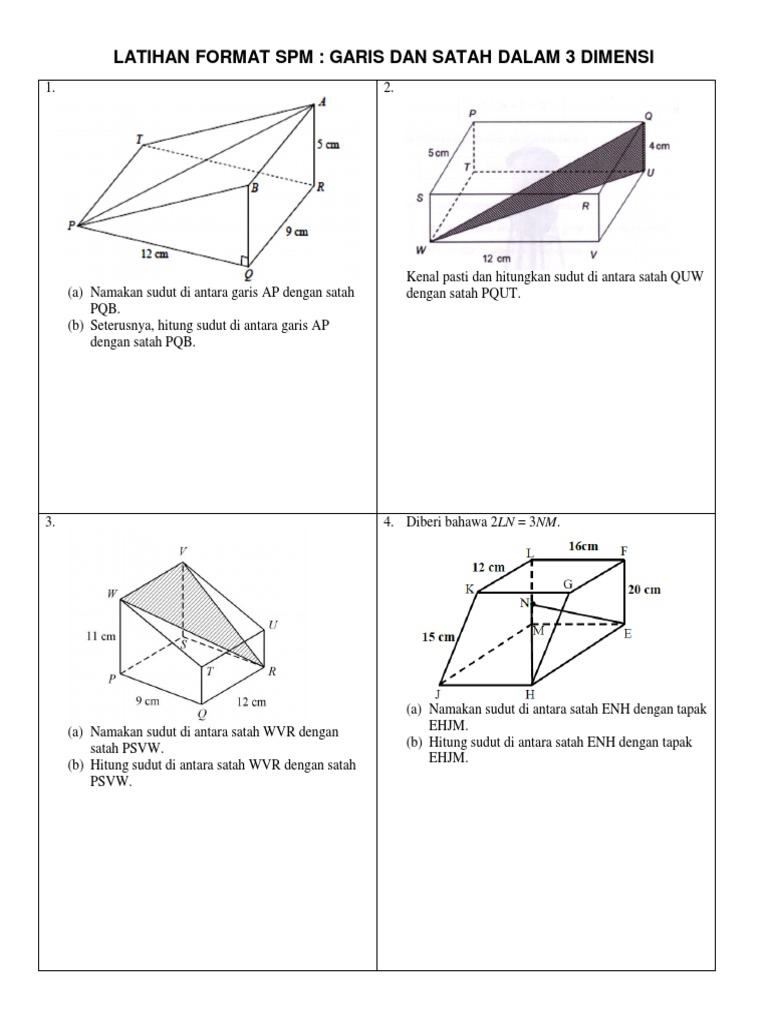 Latihan Format Spm Garis Dan Satah Dalam 3d Pdf