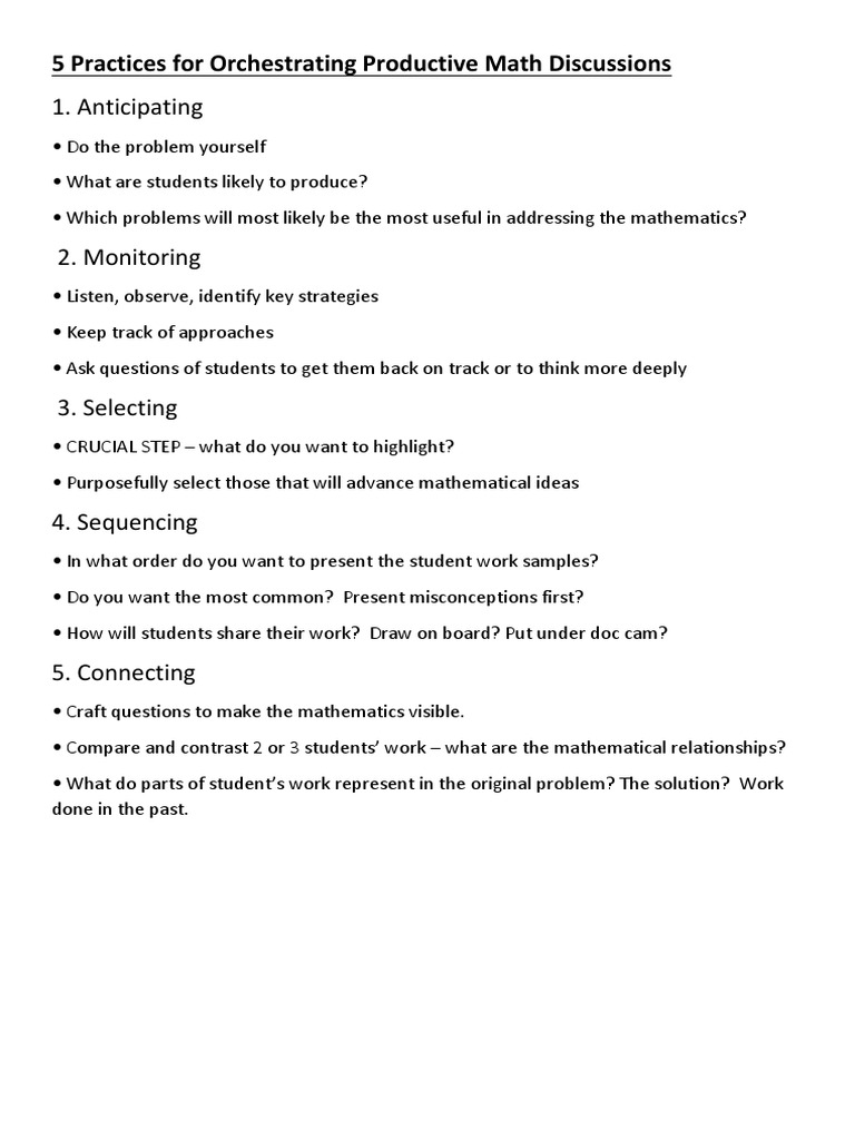 Productive Math Discussion Tips | PDF