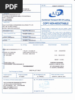 Copy/ Non - Negotiable: Combined Transport Bill of Lading