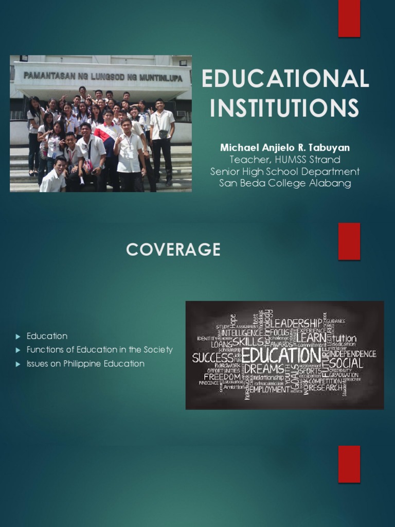 Lesson 9 Social Institutions Educational Institutions PDF PDF