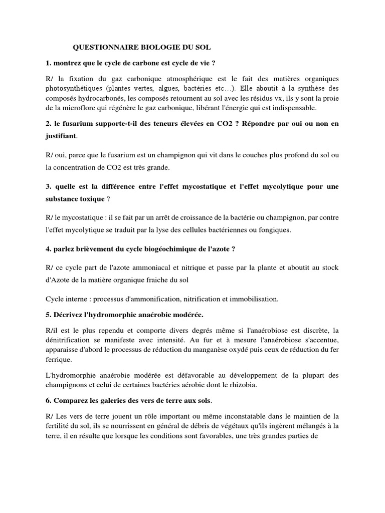 Biologie du sol : cycles et interactions | PDF | Sol (pédologie) | Bactérie