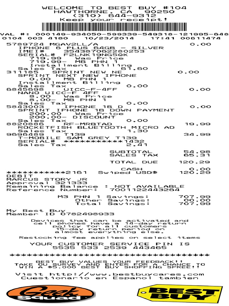 Best Buy Receipt | PDF