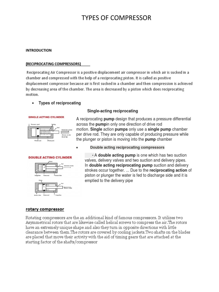 Types of Compressors Explained | PDF | Pump | Gases