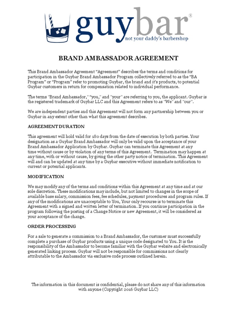Brand Ambassador Agreement Digital Pdf License Indemnity